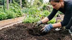 Gardeners transplanting tomato