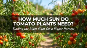 Healthy tomato plants growing in full direct sunlight